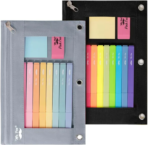 Vista 31 de Mr. Pen - Estuche para lápices de 2 piezas - Estuche con cremallera para lápices para carpeta de 3 anillas