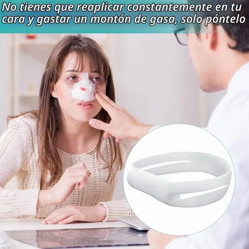 Vista 7 de Patelai 10 piezas vendas elásticas para la nariz, soporte de vendaje nasal externo con alta capacidad de absorción para nariz, blanco