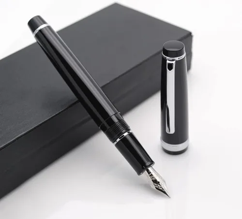Vista 4 de JINHAO 82 - Pluma estilográfica con clip plateado (punta F 0.020 in, negro)