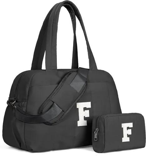 Vista 57 de Bolsa de lona Vogewood, bolsas personalizadas de fin de semana para mujer, bolsas de viaje con estuche de maquillaje, regalos de cumpleaños, Beige