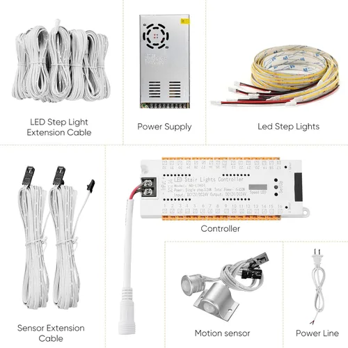 Vista 6 de Kit de iluminación LED inteligente con sensor de movimiento, tira de luz LED cortable de 40 pulgadas (39.4 in) de largo para luces LED de escalera