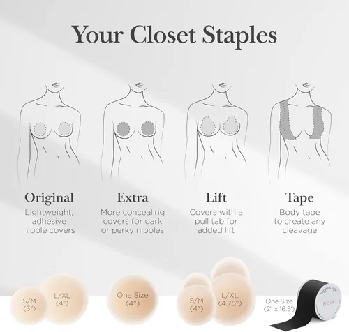 Vista 8 de NIPPIES - Cubiertas para los pezones de la mujer, parches adhesivos de silicona con caja para viajar