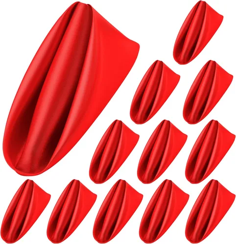 Vista 21 de Aneco 12 piezas de servilletas de satén cuadradas de 20 x 20 pulgadas, servilletas de cena para bodas, servilletas de fiesta, servilletas de mesa