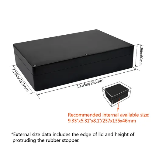 Vista 84 de LeMotech Caja de conexiones eléctricas de plástico ABS Caja de proyectos IP65 impermeable Caja de derivación universal para electrónicas Negro 2.48x