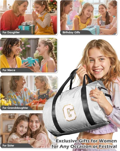 Vista 3 de Regalo para Adolescentes, Bolsa de Viaje para Niñas, Bolsas de Fin de Semana para Niños con Compartimento para Zapatos, Bolsa de Fin de Semana