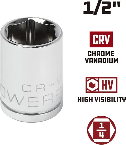 Vista 2 de Powerbuilt 648279 - Zócalo poco profundo de 1/4 pulgadas x 1/2 pulgada y 6 puntos