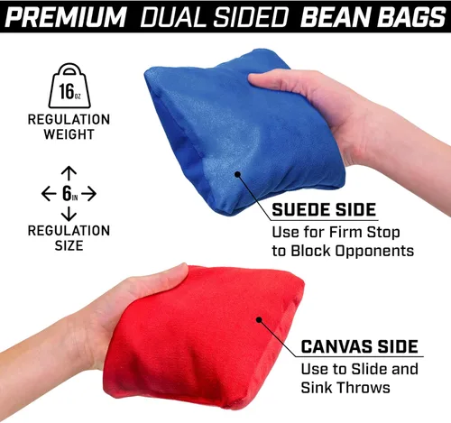 Vista 4 de GoSports Dual Sided Cornhole Bean Bags - Slide and Stop Regulation Tournament Bean Bags, Set of 8