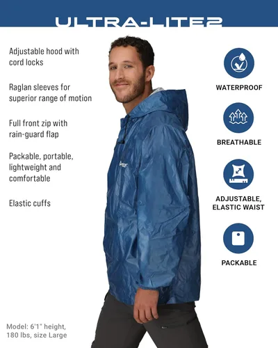 Vista 2 de FROGG TOGGS Chaqueta de lluvia impermeable transpirable Ultra-lite2 de 2 capas para hombre
