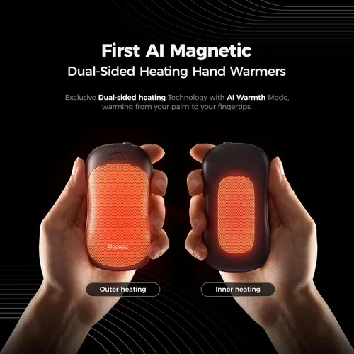 Vista 3 de OCOOPA AI Calentadores de manos magnéticos inteligentes con calefacción de doble cara recargables, paquete de 2, 10000mAh, calentador eléctrico