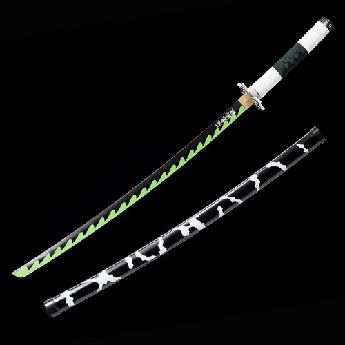 Vista 3 de ziqing Espada samurái de anime hecha a mano, espada Agatsuma Zenitsu, espada Kamado Tanjirou, espada Rengoku Kyoujurou de 41 pulgadas, varios