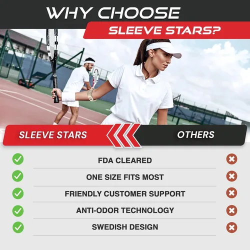Vista 4 de Sleeve Stars - Codera de Codo de Tenis para Mujeres - Correa de Tenis Ajustable, Codera de Codo de Golfista para Hombres, Contrafuerza para Codo