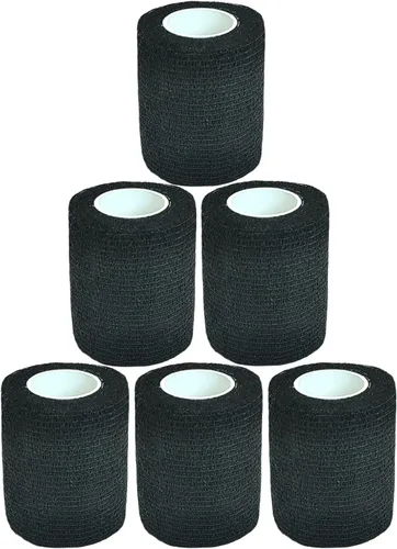 Vista 9 de Baisunt Paquete de 6 vendajes cohesivos de 1 pulgada, cinta autoadhesiva autoadhesiva autoadhesiva transpirable para muñeca, tobillo, deportes, Negro