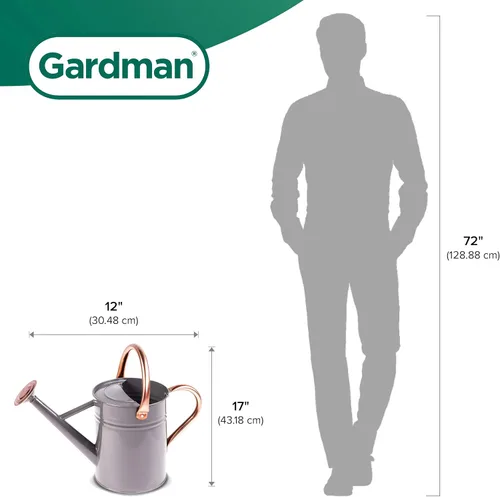 Vista 3 de Gardman Regadera clásica brillante de 1 galón R34884 con detalles de cobre, gris frío