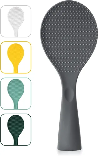Vista 8 de FireKylin Cuchara de arroz de silicona con paleta antiadherente y soporte, cuchara para olla arrocera resistente al calor, cuchara para servir
