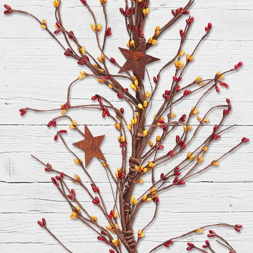 Vista 4 de CWI Gifts Guirnalda de Bayas Pip y Estrella, 40 pulgadas, Borgoña/Oro Viejo