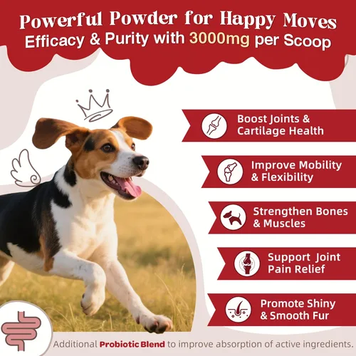 Vista 3 de ZEBORA Glucosamina para perros - Suplemento articular para perros - Glucosamina condroitina, MSM, Omega-3, colágeno, alivio del dolor de cadera