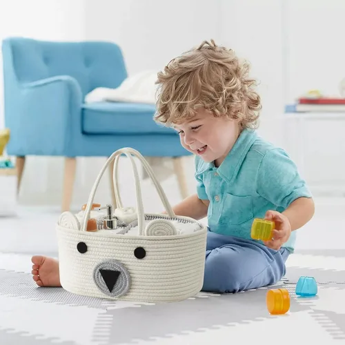 Vista 9 de DECOMOMO Cesta de oso de peluche, cesta grande para pañales