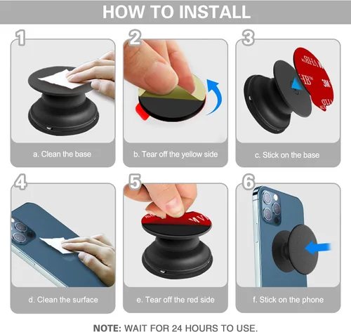 Vista 5 de pop-tech Paquete de 9 adhesivos de repuesto para base de montaje de enchufe, almohadillas adhesivas VHB 3M para agarre plegable y soporte