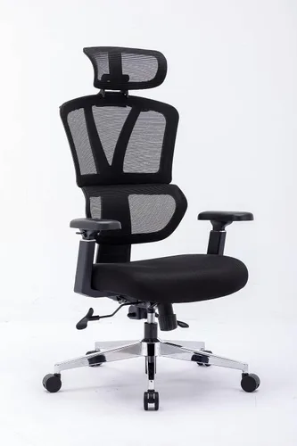 Silla ergonómica de oficina de malla con respaldo alto, reposabrazos 3D, reposacabezas ajustable, inclinación variable (ruedas de nylon)