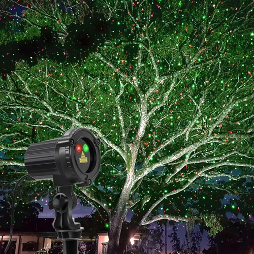 Vista 5 de SUNFUCAN Proyector láser de Navidad para exteriores, luz láser de jardín al aire libre, luces de paisaje con estrellas rojas y verdes, IP65