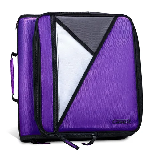 Vista 8 de Case-it Carpeta Universal con Cremallera Anillas en O de 2 Pulgadas, Bolsillo Acolchado para Portátil/Tableta de 13 Pulgadas, Capacidad de 400