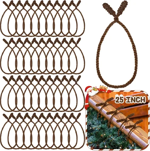 Vista 12 de Zhengmy 20 Piezas Lazos para Guirnalda de Navidad Extra Largos de 25 Pulgadas, Lazos Decorativos Retorcidos de Navidad para Barandilla