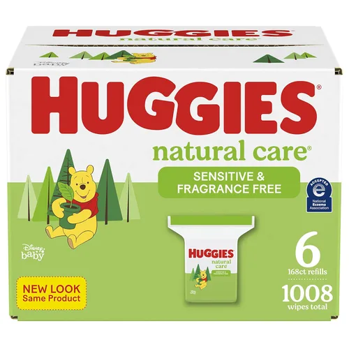 Huggies Natural Care Sensitive Toallitas para bebé, sin perfume, 6 paquetes de recambio, 1008 toallitas