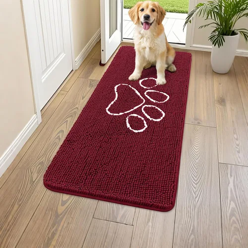 Vista 177 de Smiry Tapete para puerta de perro para patas fangosas, absorbente que atrapa la suciedad, antideslizante, de secado rápido, lavable, tapete