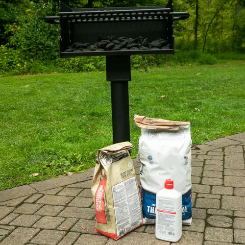 Vista 7 de Parrilla de parque de grado comercial – Acero resistente con rejilla de cocción de 300 pulgadas cuadradas, poste giratorio de 360°, fabricado