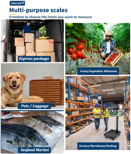 Vista 6 de Báscula de plataforma industrial digital para paquetes, báscula de envío de peso de 661 libras, báscula comercial de súper precisión de 0.1 libras