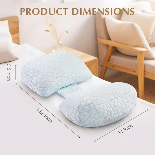Vista 4 de Almohadas de embarazo para dormir, almohada de cuña de viaje ajustable para apoyo del vientre, la espalda y la cadera, almohada de sueño compacta