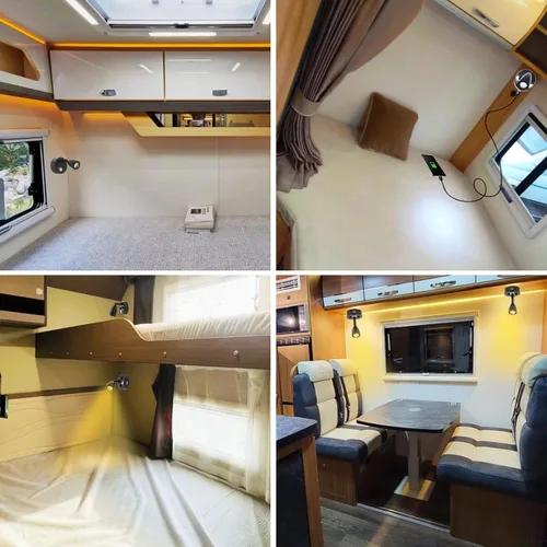 Vista 5 de Luces Interiores para RV, Lámpara LED de 12V con Puerto USB, Luz de Lectura para RV Regulable Táctil, Luz de Cabecera Blanca Cálida para Camper