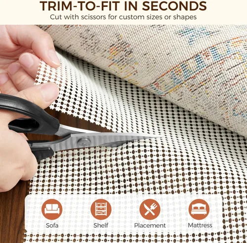 Vista 4 de BAGAIL BASICS Almohadilla de agarre de alfombra de 2 x 3 pies para suelos de madera, almohadillas antideslizantes para alfombras de área, acolchado