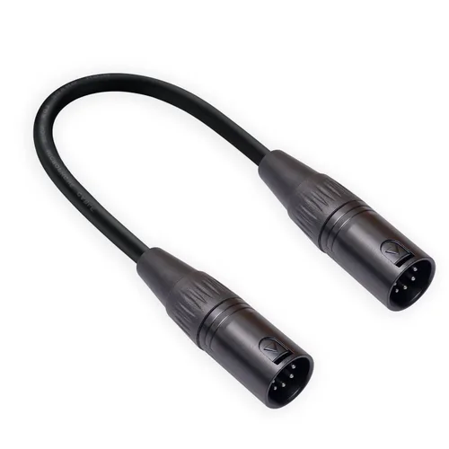 Vista 5 de Paquete de 2 cables XLR macho a macho de 5 pines, 1 pie, control de iluminación profesional y adaptador de audio con conectores chapados en oro