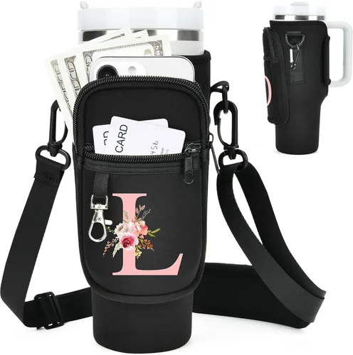 Vista 47 de Initial Water Bottle Holder with Strap for Stanley Cup Accessories 40 oz Tumbler/Simple Modern Tumbler Bag, Water Bottle Carrier Bag with Strap for