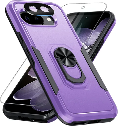 Vista 45 de Janmitta Funda para Google Pixel 7a con protector de pantalla + protector de lente de cámara, resistente a prueba de golpes, funda de teléfono