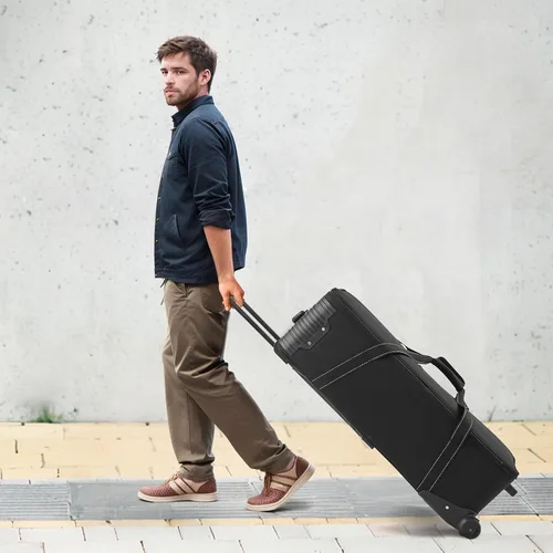 Vista 8 de VEVOR Estudio Equipamiento Trolley Case 35.83 x 11.81 x 14 in / 91 x 30 x 35.5 cm, bolsa de transporte con ruedas correas acolchado compartimento