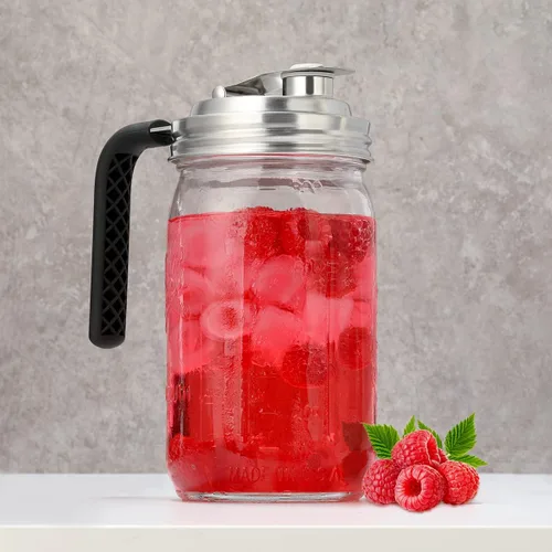 Vista 7 de Aieve Tarro de acero inoxidable con tapa de boquilla para vertido, paquete de 2 tapas abatibles de boca ancha con asa para tapas de frascos de bola