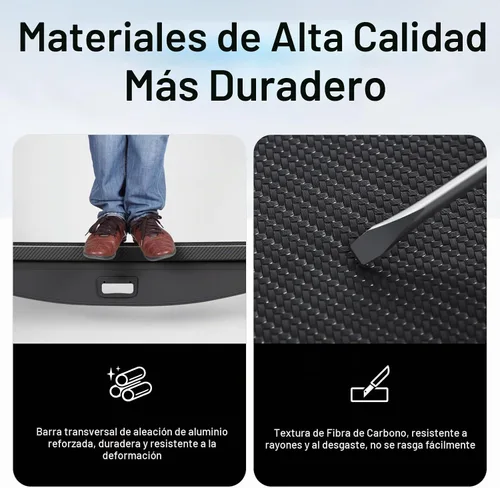 Vista 5 de Funda de carga compatible con Toyota RAV4 2018 2017 2016 2015 2014 2013 Accesorios de fibra de carbono textura retráctil maletero cubierta