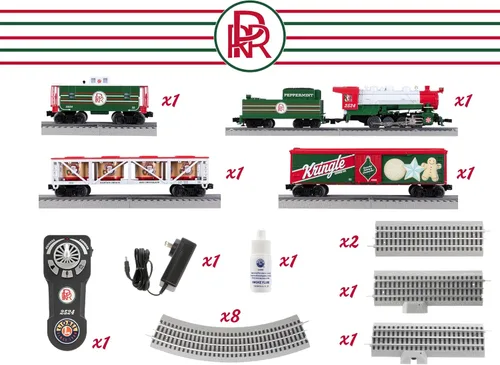 Vista 4 de Lionel Peppermint Railroad 0-8-0 Christmas Freight LionChief Electric O Gauge Bluetooth 5.0 Juego de tren con control remoto