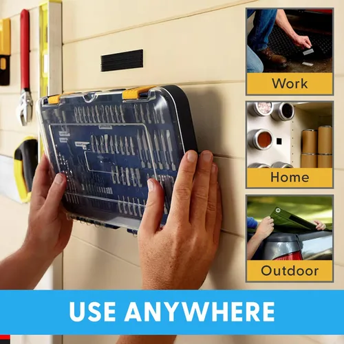 Vista 6 de Resistencia Industrial - Cinta adhesiva de montaje de 5 pies, negra, para interior/exterior - Sujetador resellable autoajustable compatible con 3M