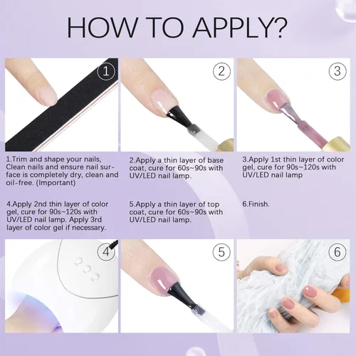 Vista 7 de Kit de esmalte de uñas de gel con luz UV, 10 colores, esmalte de uñas de gel, capa superior brillante y mate, kit de iniciación de VANREESA