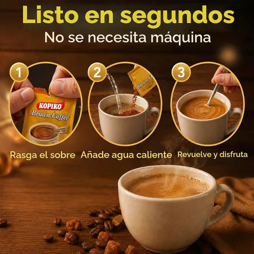 Vista 5 de Kopiko Café marrón instantáneo 3 en 1 - 24 paquetes/bolsa, 1