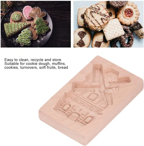 Vista 6 de Fdit Molde De Madera De Haya Para Galletas Galletas Crisp Lavable Biscuit Press Sello Para Cocina, Hornear (Molde De Madera De Haya)