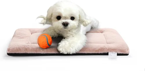 Vista 28 de Alfombrilla de cama para jaula de perro para perros extra pequeños. Cama de jaula de perro ultra suave. Alfombrilla de perrera lavable y Rosa