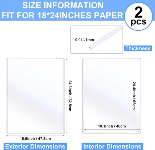 Vista 2 de Sherr 2 piezas protectores rígidos para impresión de 18 x 24 pulgadas, protectores de láminas de plástico duro transparente, fundas para póster
