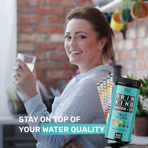 Vista 4 de JNW Direct Kit de prueba de agua potable 17 en 1, 100 tiras + 2 kits de prueba de bacterias, para pozo, grifo, hogar, tira de prueba de agua