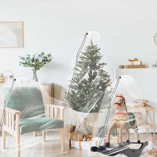 Vista 7 de Bolsas de plástico transparentes extragrandes con cordón de 157x79 cm, 3 paquetes (4 milímetros), bolsa de almacenamiento reutilizable a prueba