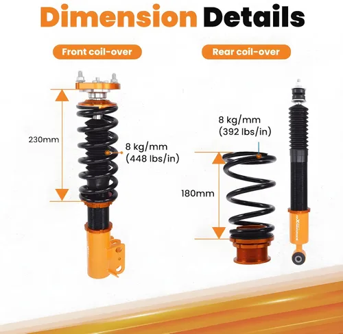 Vista 6 de maXpeedingrods Coilovers para Ford Mustang GT/Base SN95 1994-2004, Kit de suspensión de bobinas de altura ajustable, amortiguador de amortiguador