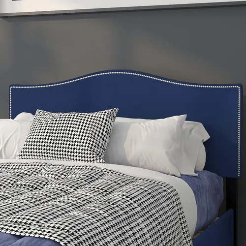 Vista 10 de Flash Furniture Bedford - Cabecero de cama doble tapizado con ribete de uñas en tela beige